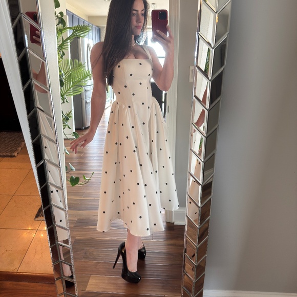 Black and White Polka Dot Midi Dress Size 0 - Picture 2 of 3